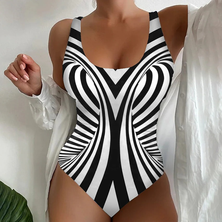 【45% zniżki】【😍S~6XL】Seksowny, jednoczęściowy kostium kąpielowy w paski