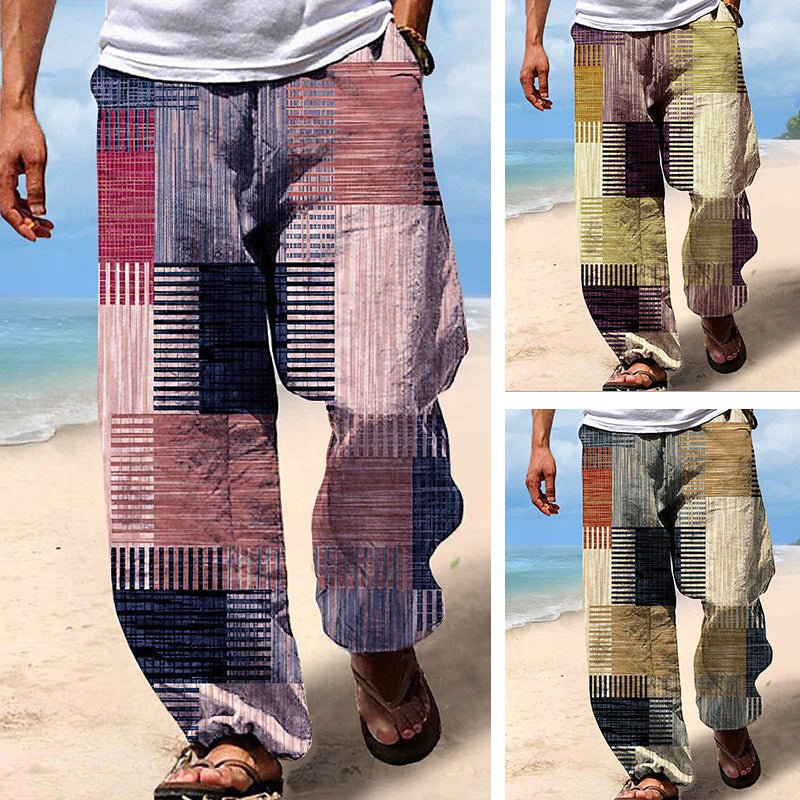✨👖【10 kolorów🌈】【S-6XL】😍 Męskie dopasowane spodnie, bawełna i len, duże rozmiary, swobodny i zrelaksowany styl boho, spodnie z szerokimi nogawkami