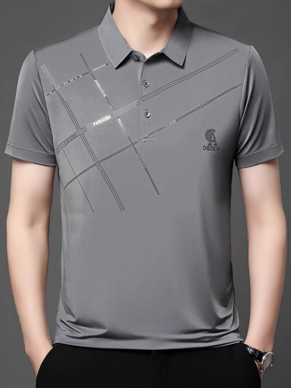 💥👔【M-4XL】2025 Nowa męska casualowa koszulka polo z jedwabiu lodowcowego
