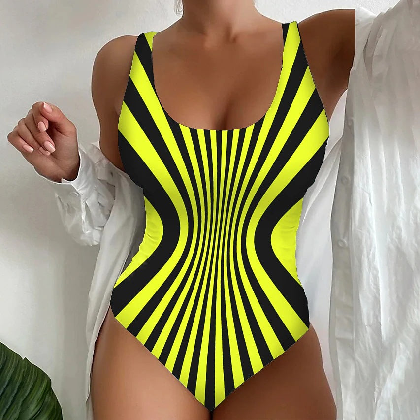 【45% zniżki】【😍S~6XL】Seksowny, jednoczęściowy kostium kąpielowy w paski