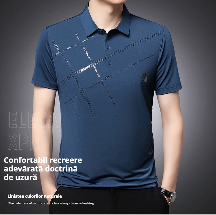💥👔【M-4XL】2025 Nowa męska casualowa koszulka polo z jedwabiu lodowcowego