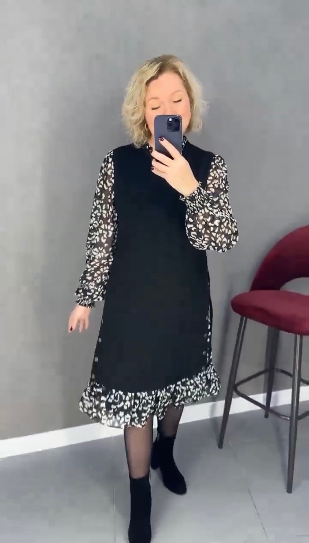 👗【S-3XL】Nowa sukienka w kwiaty w zimowym fasonie, wygodna i ciepła
