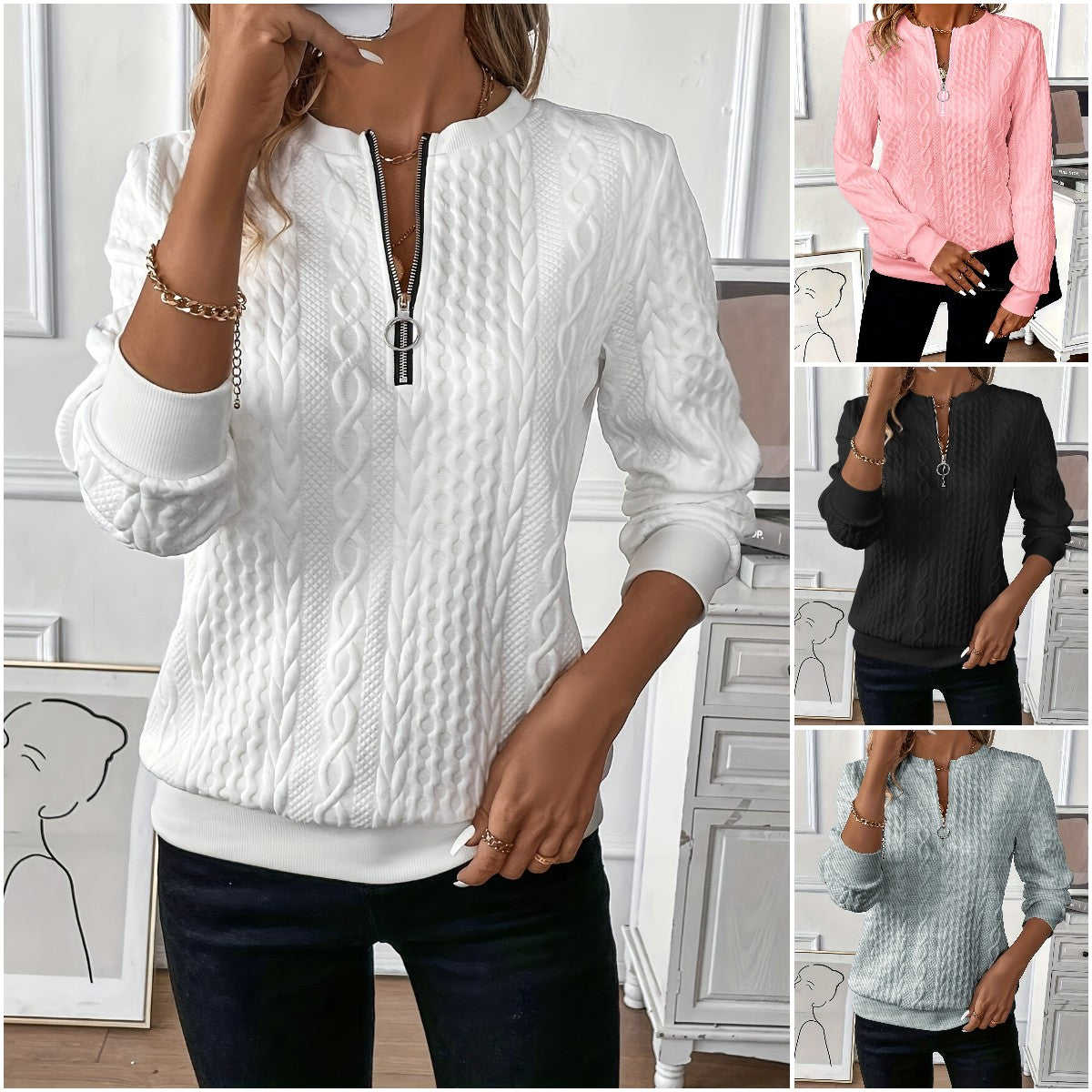 🎀🎀【S-2XL】 2025 nowy jesienny i zimowy sweter damski zapinany na zamek