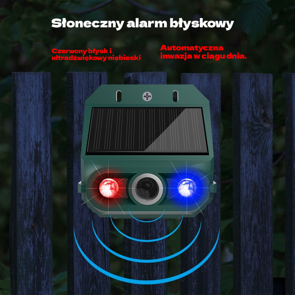 🔥🔥Odstraszacz ptaków ultradźwiękowy zasilany energią słoneczną do użytku na zewnątrz z migającym światłem podczerwonym, z czerwoną i niebieską diodą LED