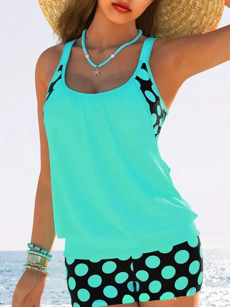 🏖️✨【S-4XL】【Nowość letnia】 Damski kostium kąpielowy w kropki z szelkami w dużych rozmiarach 2025 modny, wygodny i szybkoschnący