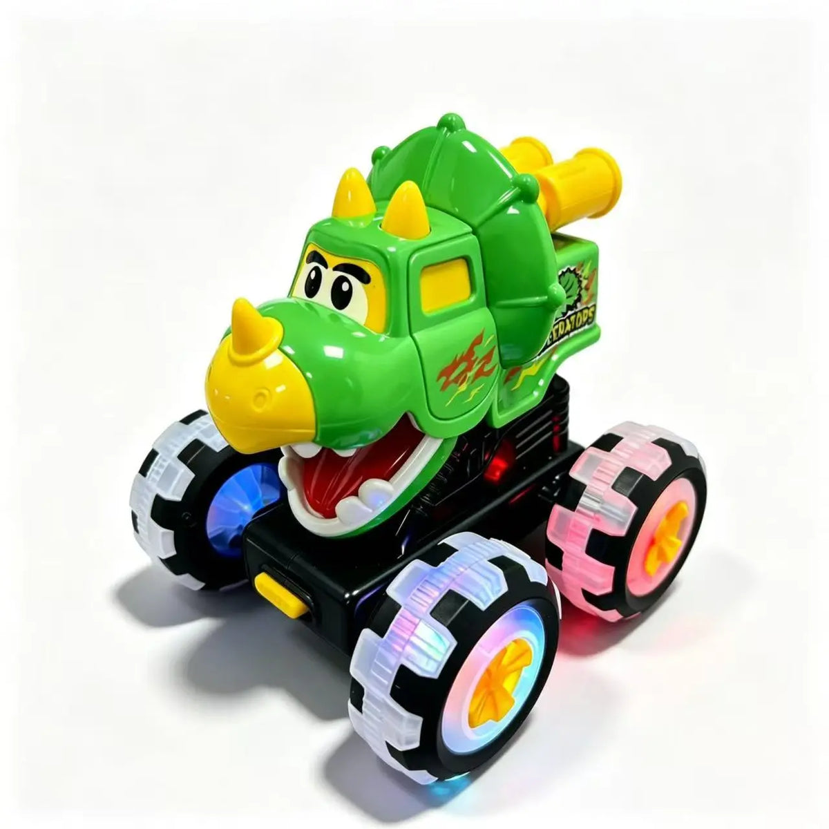 🦖🚗 Avtomobil dinozavrov s pritiskom za zagon: Z rahlim pritiskom se odpelje, spremljajo ga utripajoče luči in smešno rjovenje ✨🎮