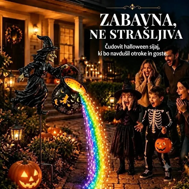 🧙♀️🎃 Vrtna svetilka v obliki čarovniškega kotla z LED osvetlitvijo – osupljiva zunanja dekoracija 🔮✨