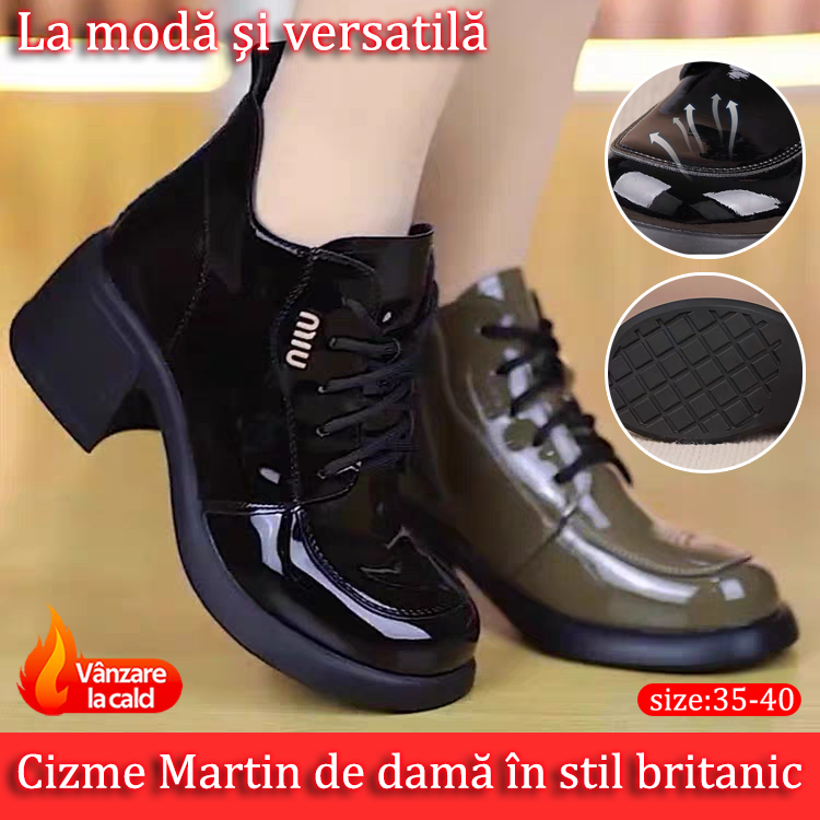 【35-40】Nowe wiosenne skórzane buty damskie, gruby spód i wysokie obcasy, modne buty