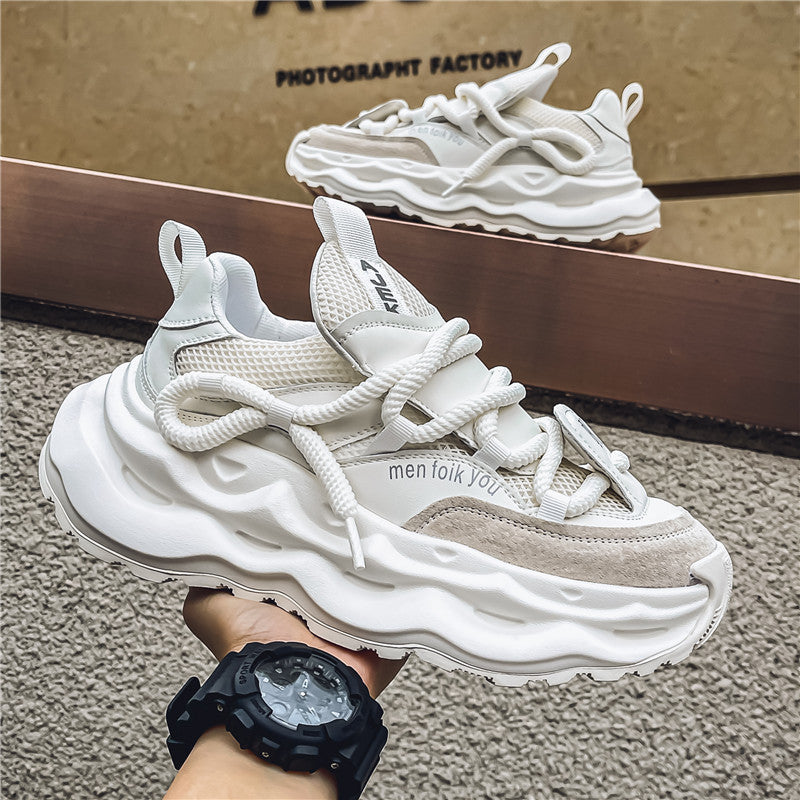 【39-44】Nowe, oddychające, męskie, sportowe buty casualowe z grubą podeszwą