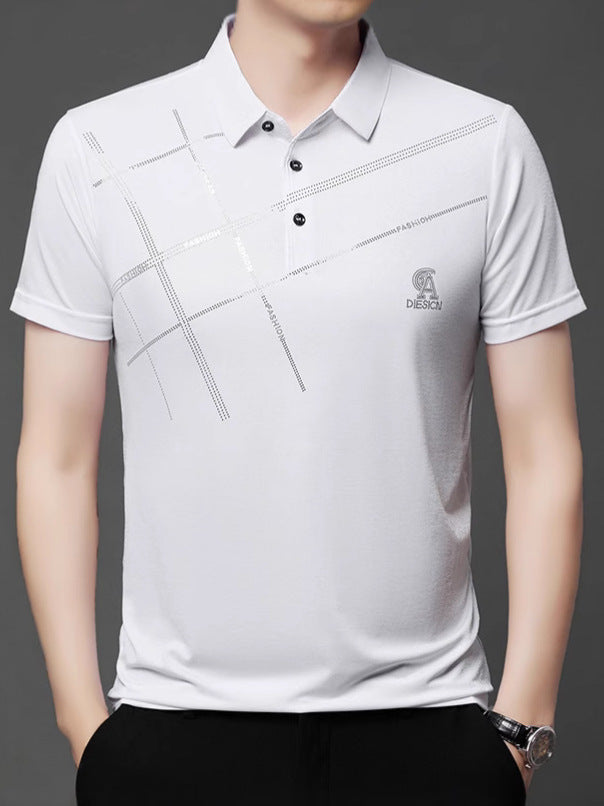 💥👔【M-4XL】2025 Nowa męska casualowa koszulka polo z jedwabiu lodowcowego
