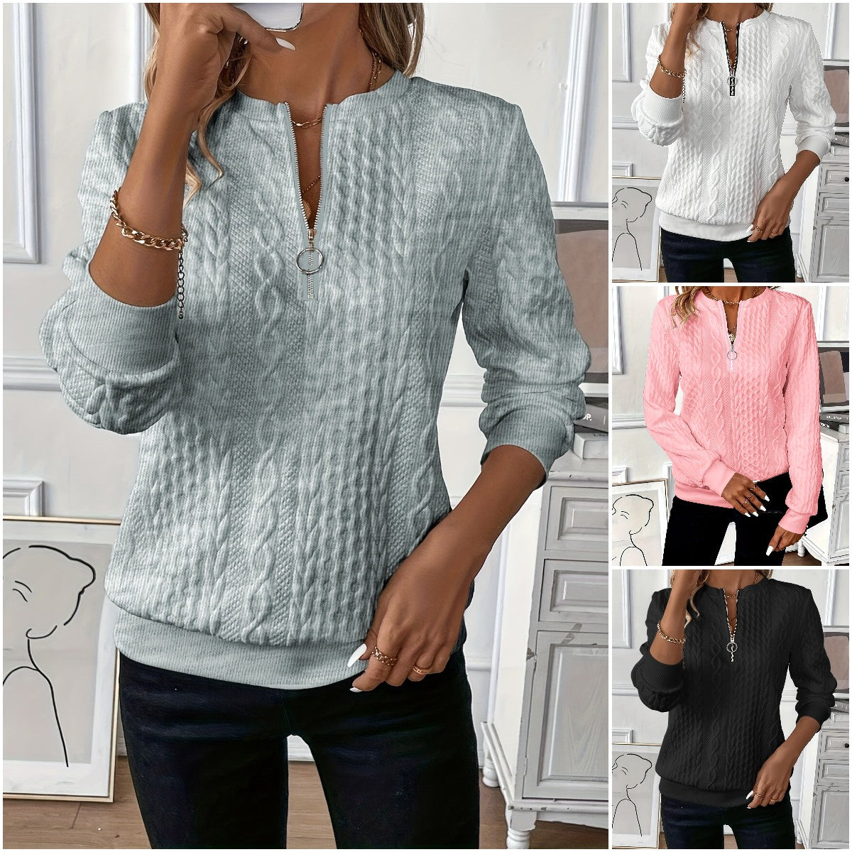 🎀🎀【S-2XL】 2025 nowy jesienny i zimowy sweter damski zapinany na zamek