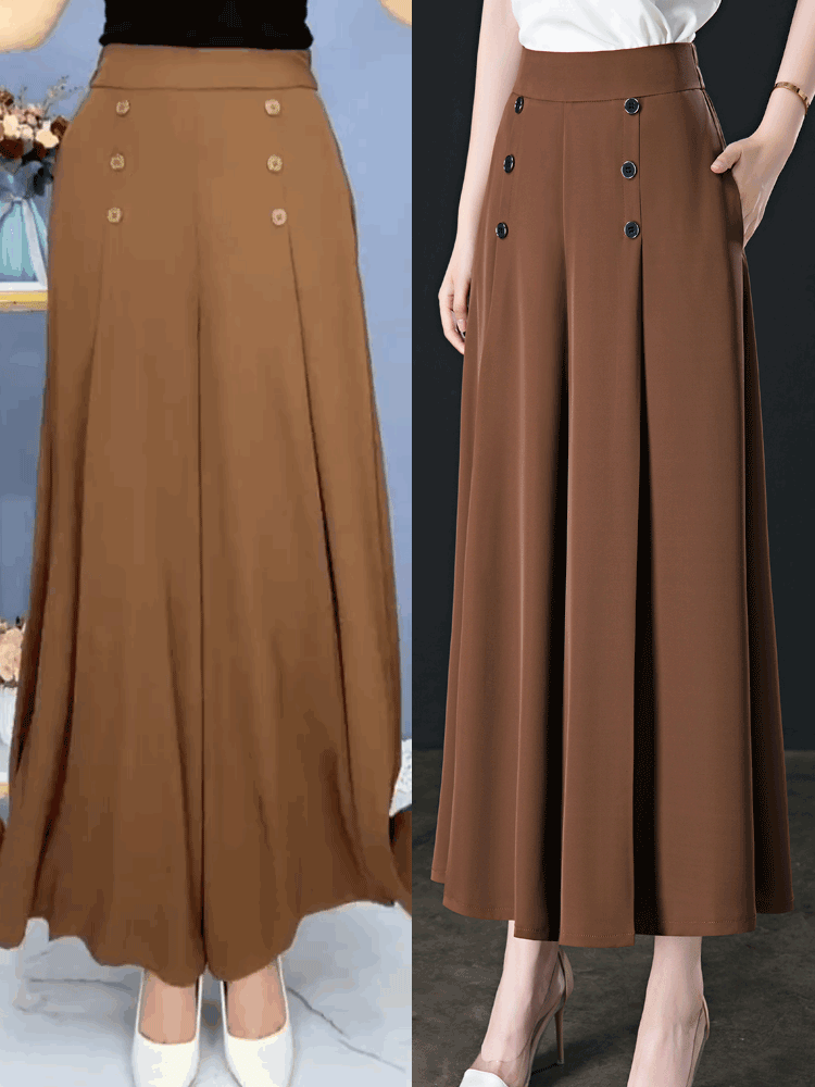 💖【M-5XL】Modna, drapowana spódnica damska z szerokimi nogawkami i wysokim stanem