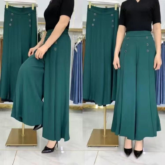 💖【M-5XL】Modna, drapowana spódnica damska z szerokimi nogawkami i wysokim stanem