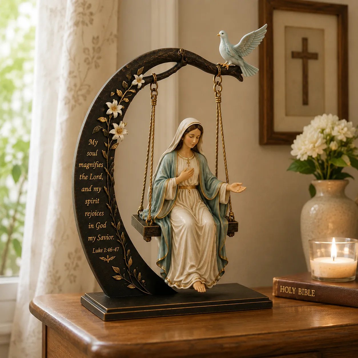 ✝️Elegáns lakberendezés, fa hinta dekoráció