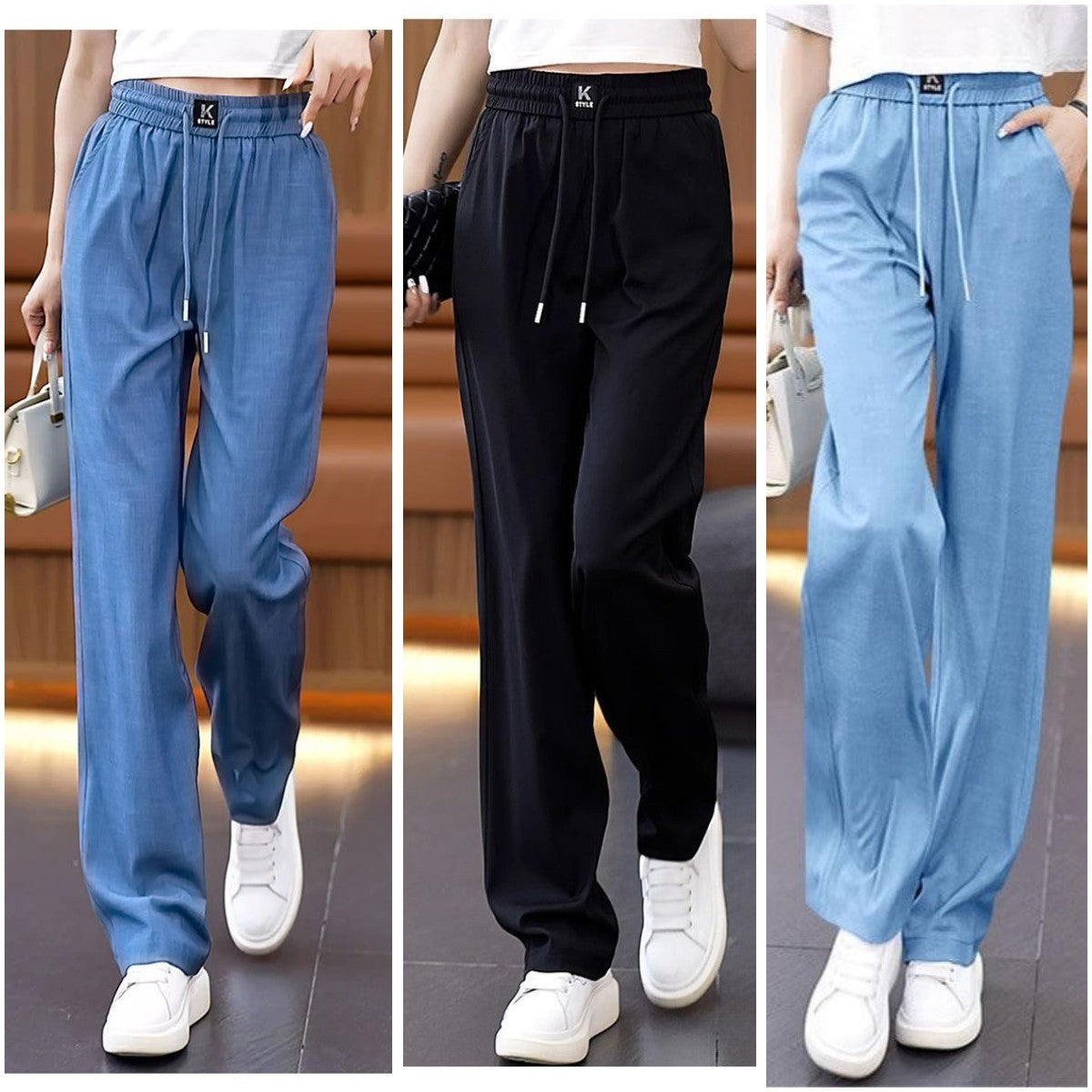 ❤️【S-3XL】Jedwabne jeansy z szerokimi nogawkami i wysokim stanem - wygodne i modne, idealne na lato