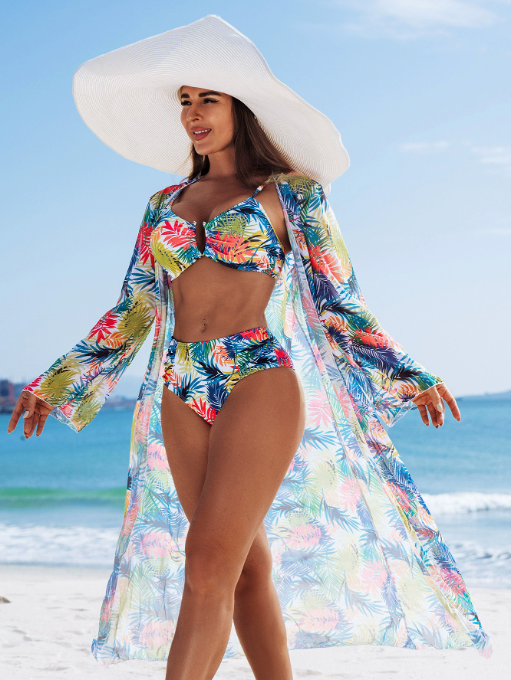 🩱🏖️【S-2XL】Wysokiej jakości modny seksowny trzyczęściowy zestaw bikini