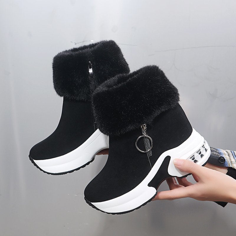 【35-43】💕2024 nowe zimowe damskie pluszowe bawełniane buty na grubej podeszwie
