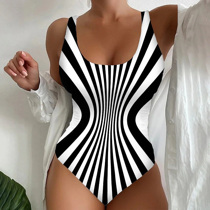 【45% zniżki】【😍S~6XL】Seksowny, jednoczęściowy kostium kąpielowy w paski