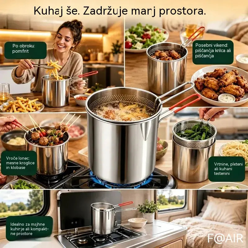 🔥 Zadnji dan! -50 % popusta | Večnamenski cvrtnik iz nerjavečega jekla 304 | Enostavno, hitro in priročno kuhanje 🍳
