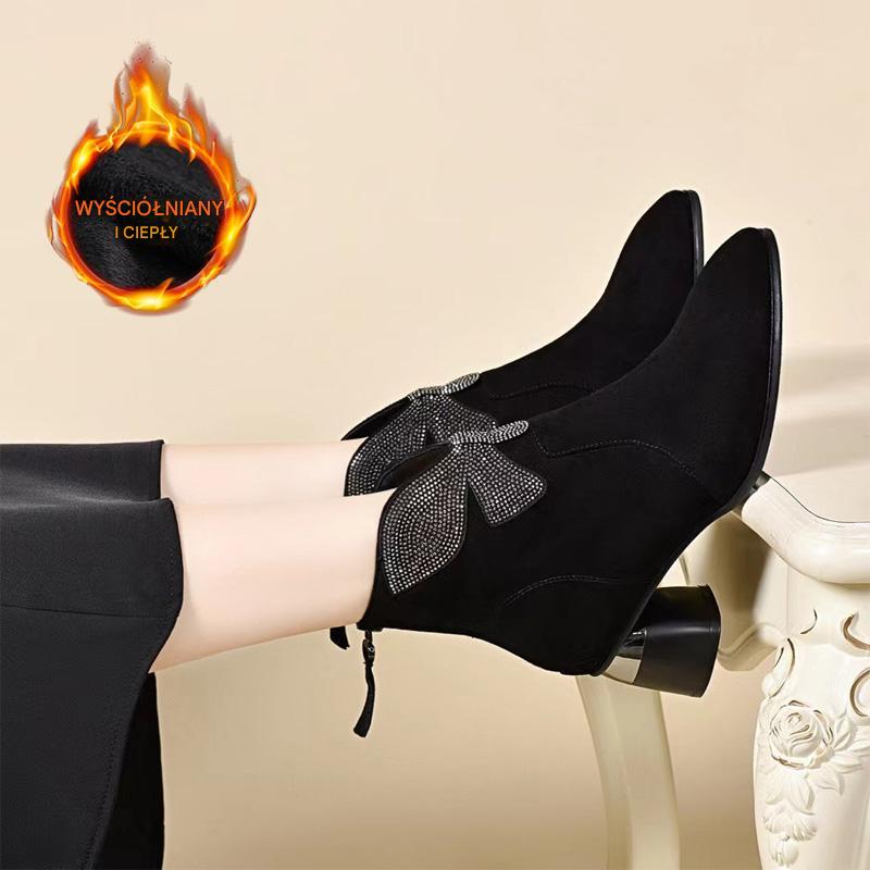 🔥✨【35-41】2025 nowy styl spiczaste noski modne i eleganckie damskie retro skórzane grube botki na obcasie