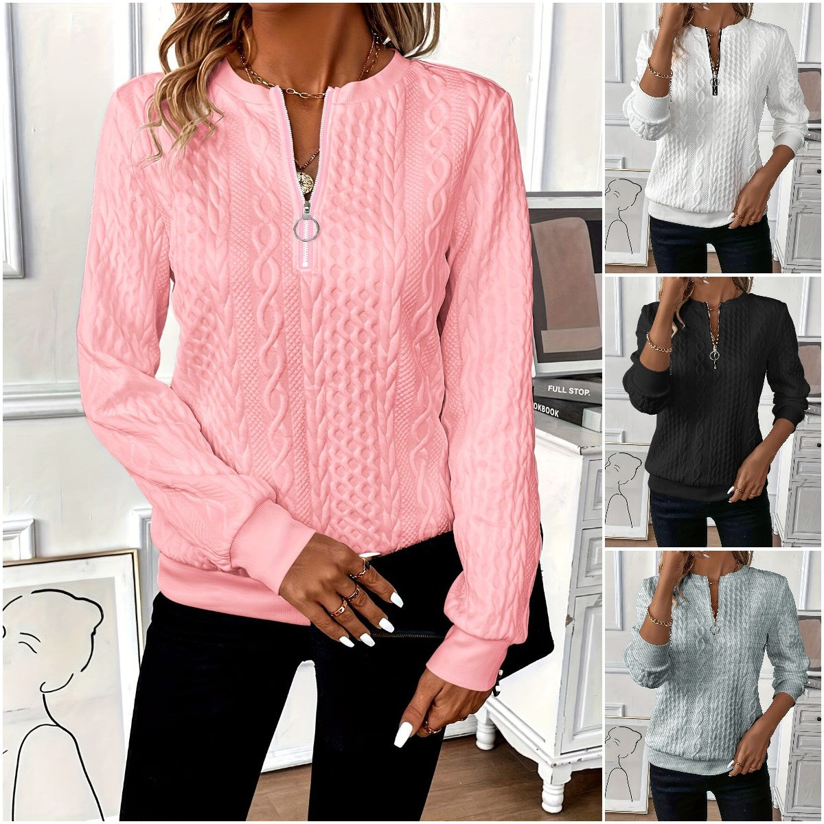 🎀🎀【S-2XL】 2025 nowy jesienny i zimowy sweter damski zapinany na zamek