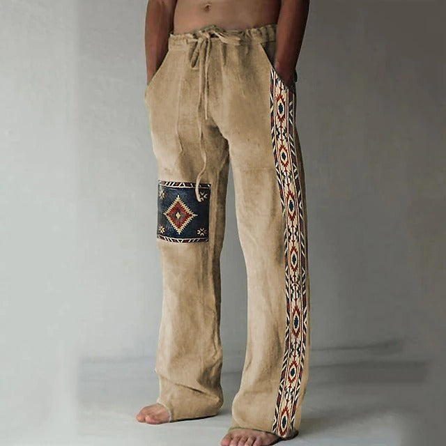 ✨👖【10 kolorów🌈】【S-6XL】😍 Męskie dopasowane spodnie, bawełna i len, duże rozmiary, swobodny i zrelaksowany styl boho, spodnie z szerokimi nogawkami