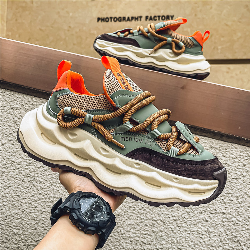 【39-44】Nowe, oddychające, męskie, sportowe buty casualowe z grubą podeszwą