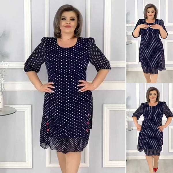 💖💖【S-3XL】 💃Sukienka w kropki w nowym stylu ze średnim rękawem
