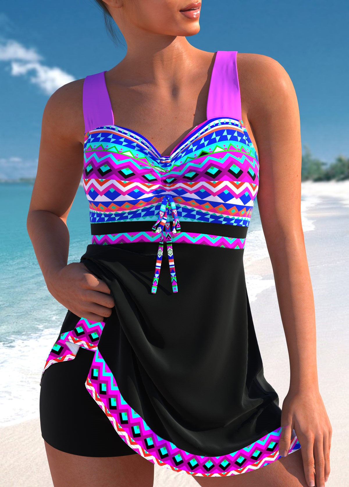 🩱🏖️【S-4XL】Γυναικείο μαγιό δύο τεμαχίων με πουά και χρωματικό μπλοκ σε μοντέρνο στυλ για το 2026