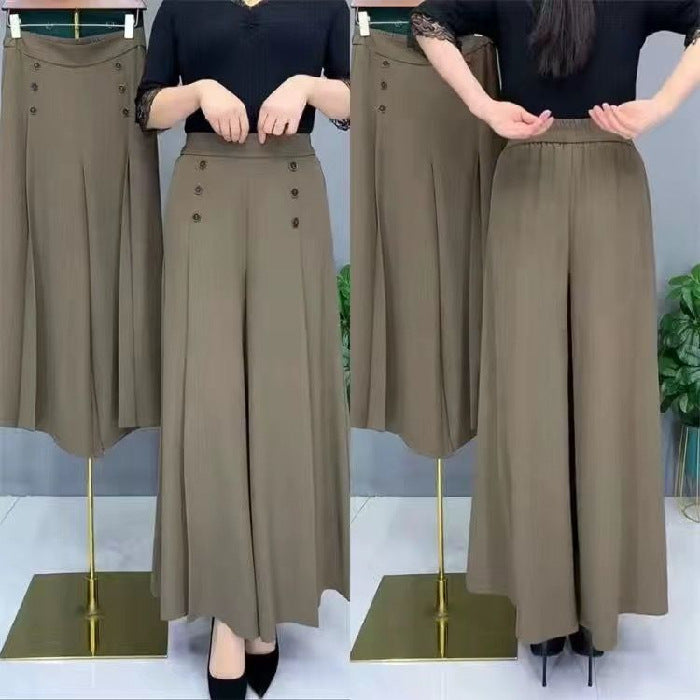 💖【M-5XL】Modna, drapowana spódnica damska z szerokimi nogawkami i wysokim stanem