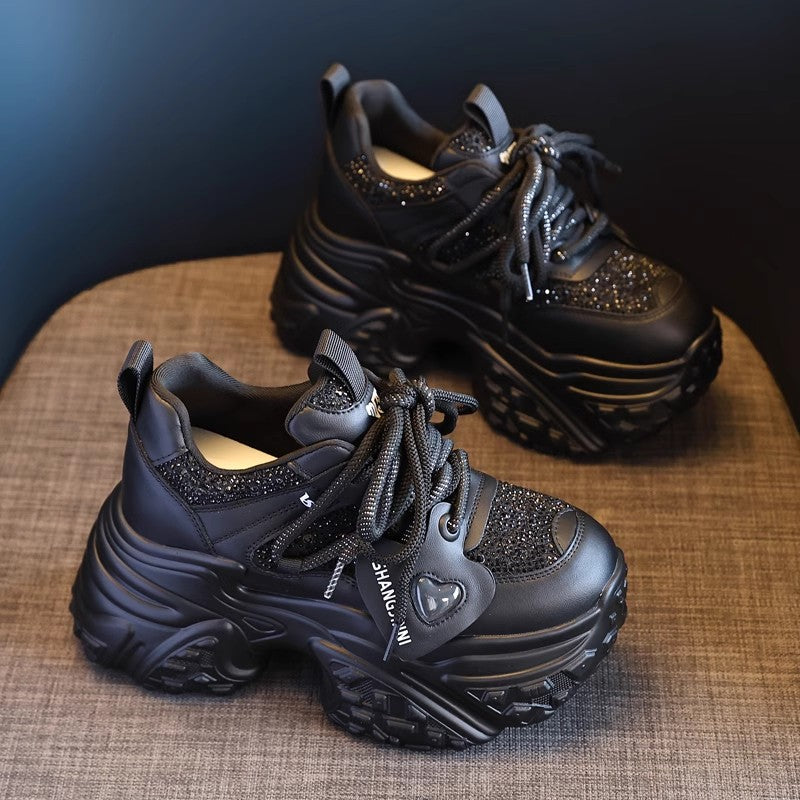 【35-40】Modne buty sportowe na grubej podeszwie, jesień 2025 - wzrost 10 cm