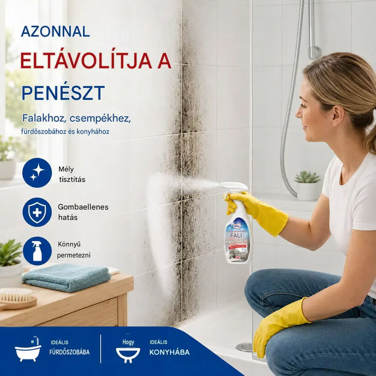 đ„ PenĂ©sztisztĂtĂł spray falicsempĂ©khez | Egyetlen fĂșjĂĄssal kitisztĂtja a fĂŒrdĆszobĂĄt Ă©s a konyhĂĄt, könnyedĂ©n bĂșcsĂșt inthet a fekete penĂ©szfoltoknak.