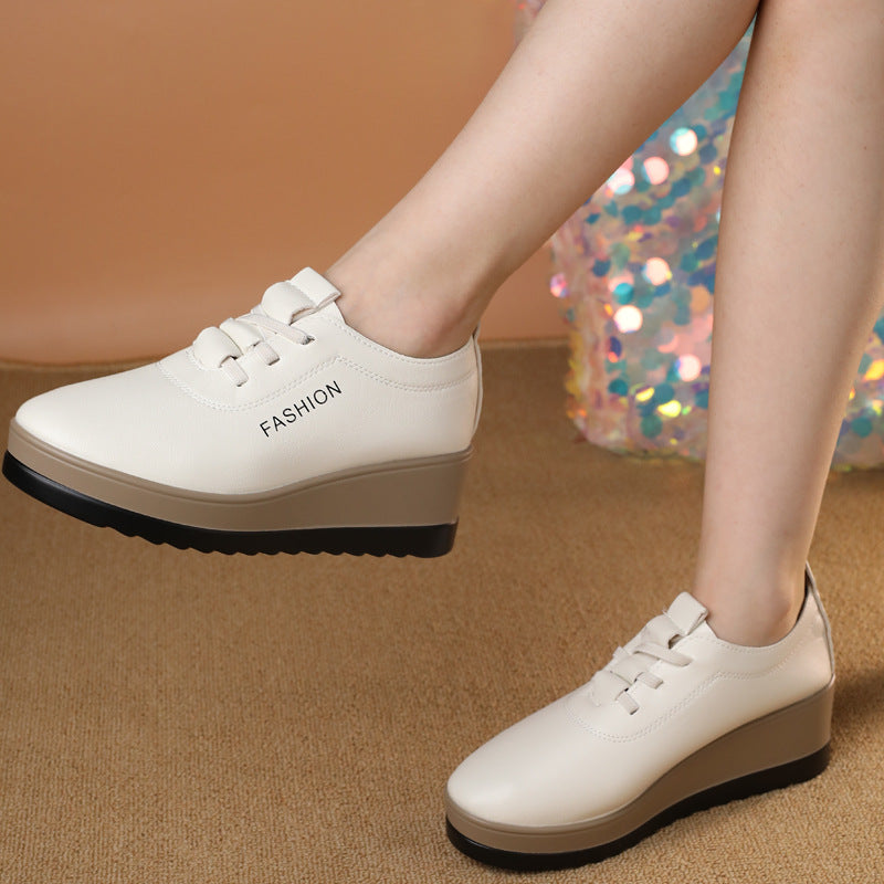 【35-42】Nowe jesienne modne damskie skórzane buty na grubej podeszwie
