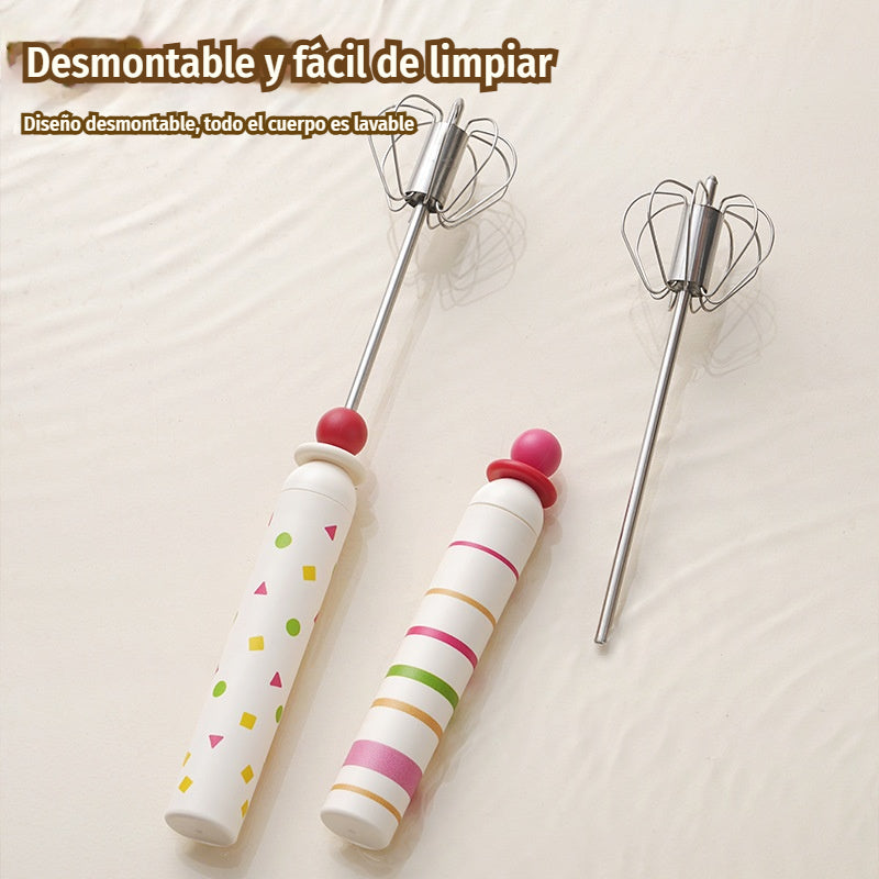 【 Conjunto de 2 piezas】🥚 Batidor semiautomático desmontable de acero inoxidable 304 ✨