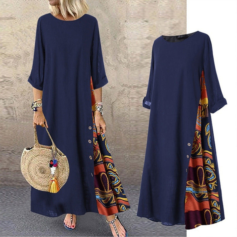 【M-5XL】 Tavaszi női vintage nyomat ruha