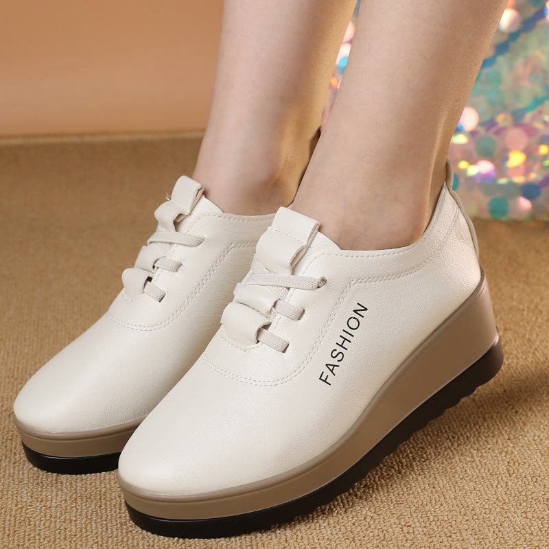【35-42】Nowe jesienne modne damskie skórzane buty na grubej podeszwie