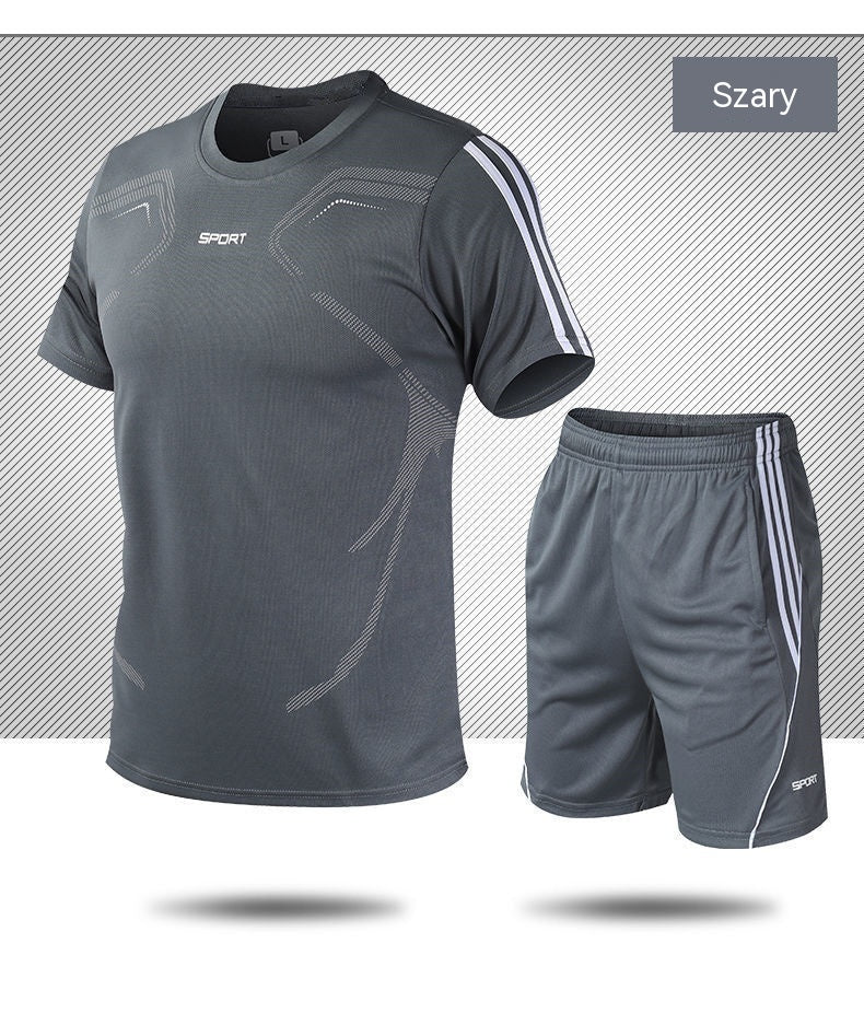 Moška poletna trenirka (L-5XL) - Majica s kratkimi rokavi in kratke hlače; sproščen in ležeren slog, večje velikosti, sodoben dizajn.