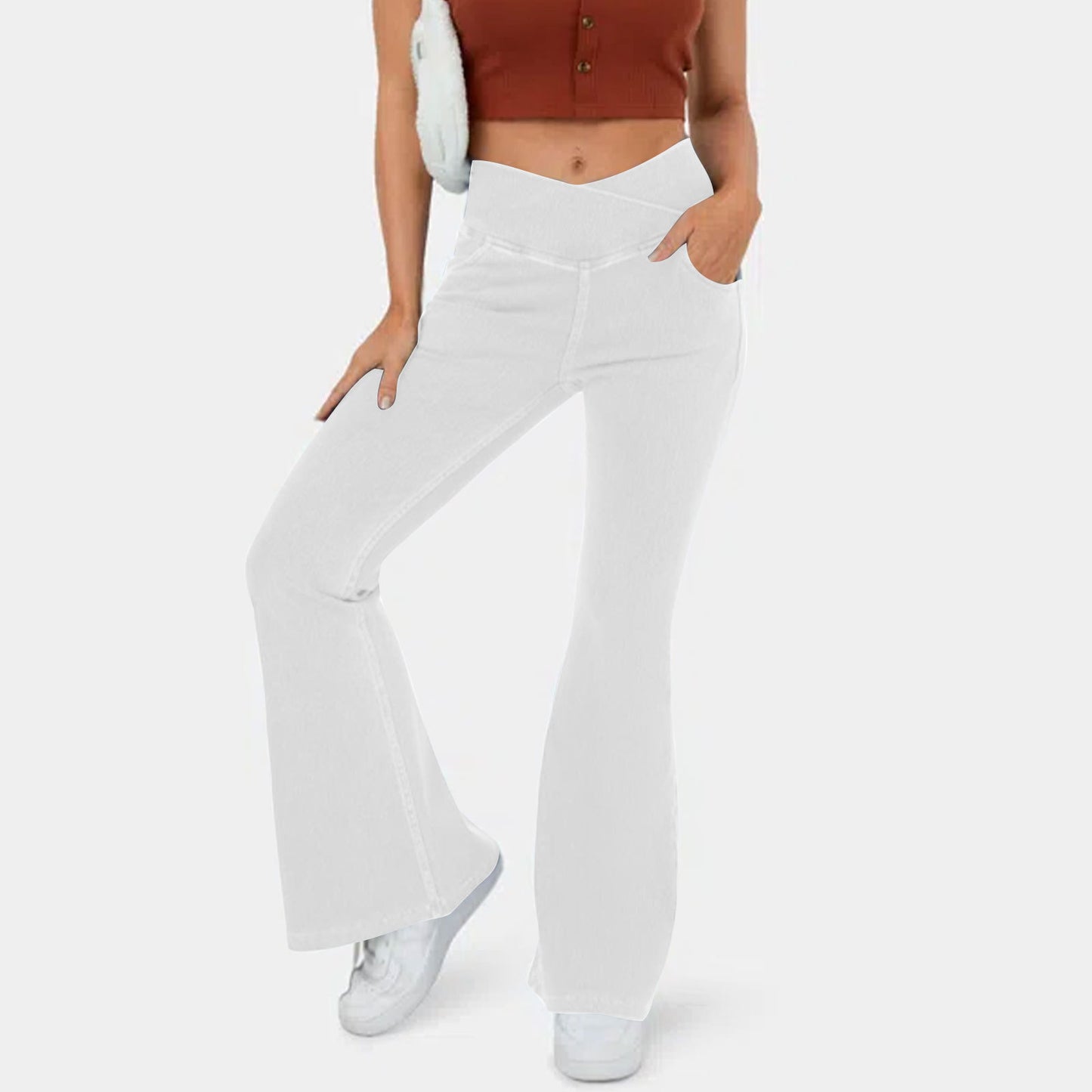 👖💕【XS-4XL】Νέο ψηλόμεσο τζιν παντελόνι με φαρδιά μπάκα και εφαρμοστή γραμμή, ανασηκώνει και τονίζει το σχήμα των γλουτών