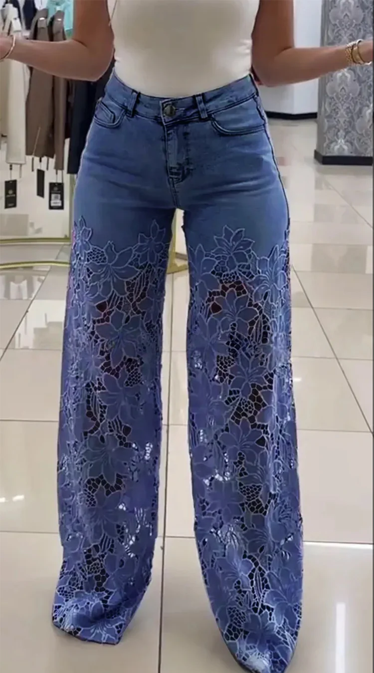 💥 Wyprzedaż 💥👖 Modne koronkowe jeansy Hollow