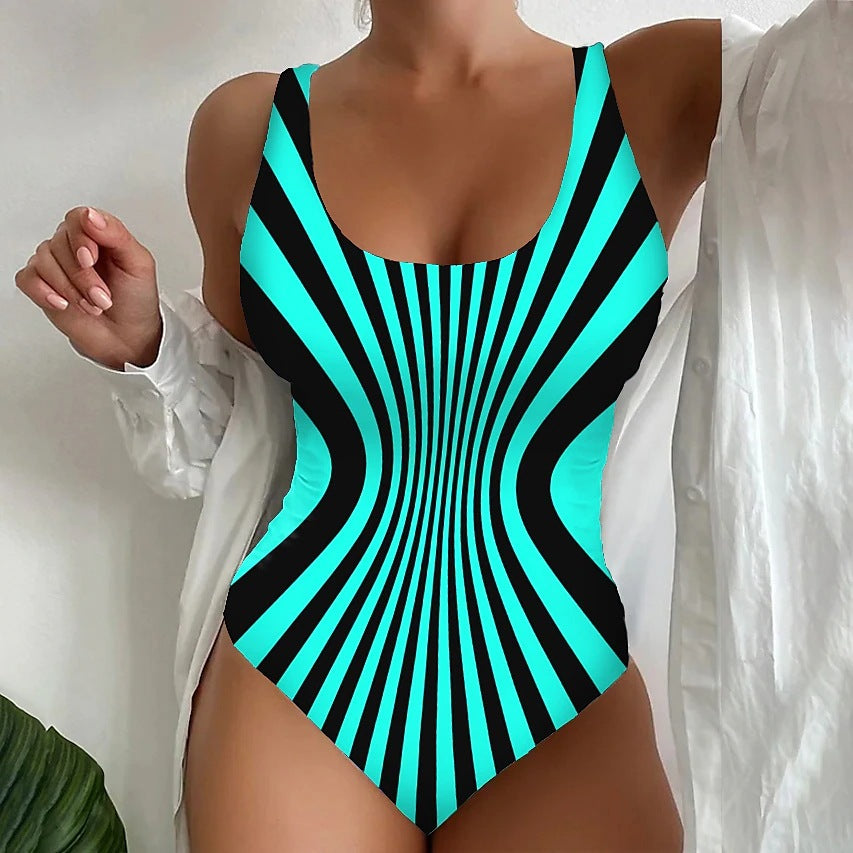 【😍S~6XL】Seksowny, jednoczęściowy kostium kąpielowy w paski