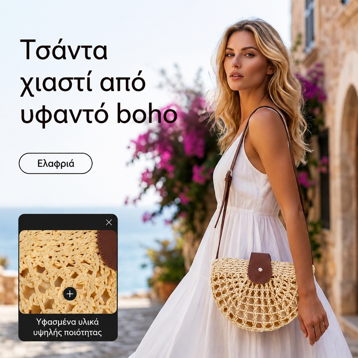 👜 ✨ Υφασμάτινη τσάντα χιαστί – Μποέμ στυλ, χειροποίητη, ρυθμιζόμενη, ελαφριά ✨