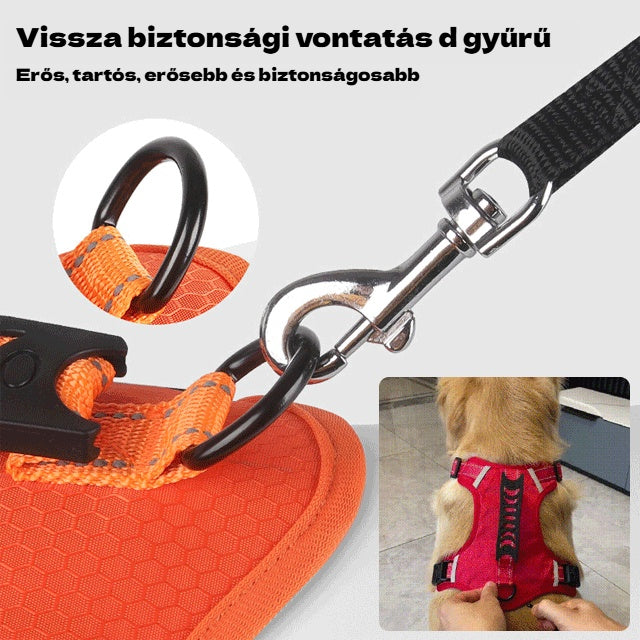 🐶【5-30 kg】Mellényszerű fényvisszaverő hám, kutyapóráz