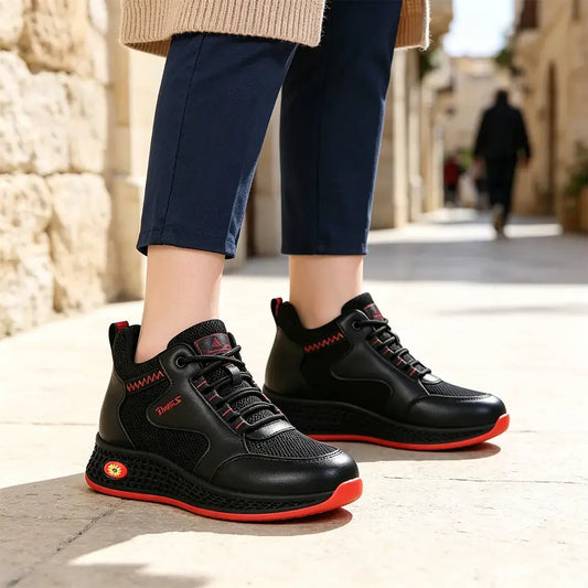 【35-41】👟Ženski črni usnjeni ravni delovni čevlji brez oprijema - nedrseči, oblazinjeni - zračni, lahki in udobni