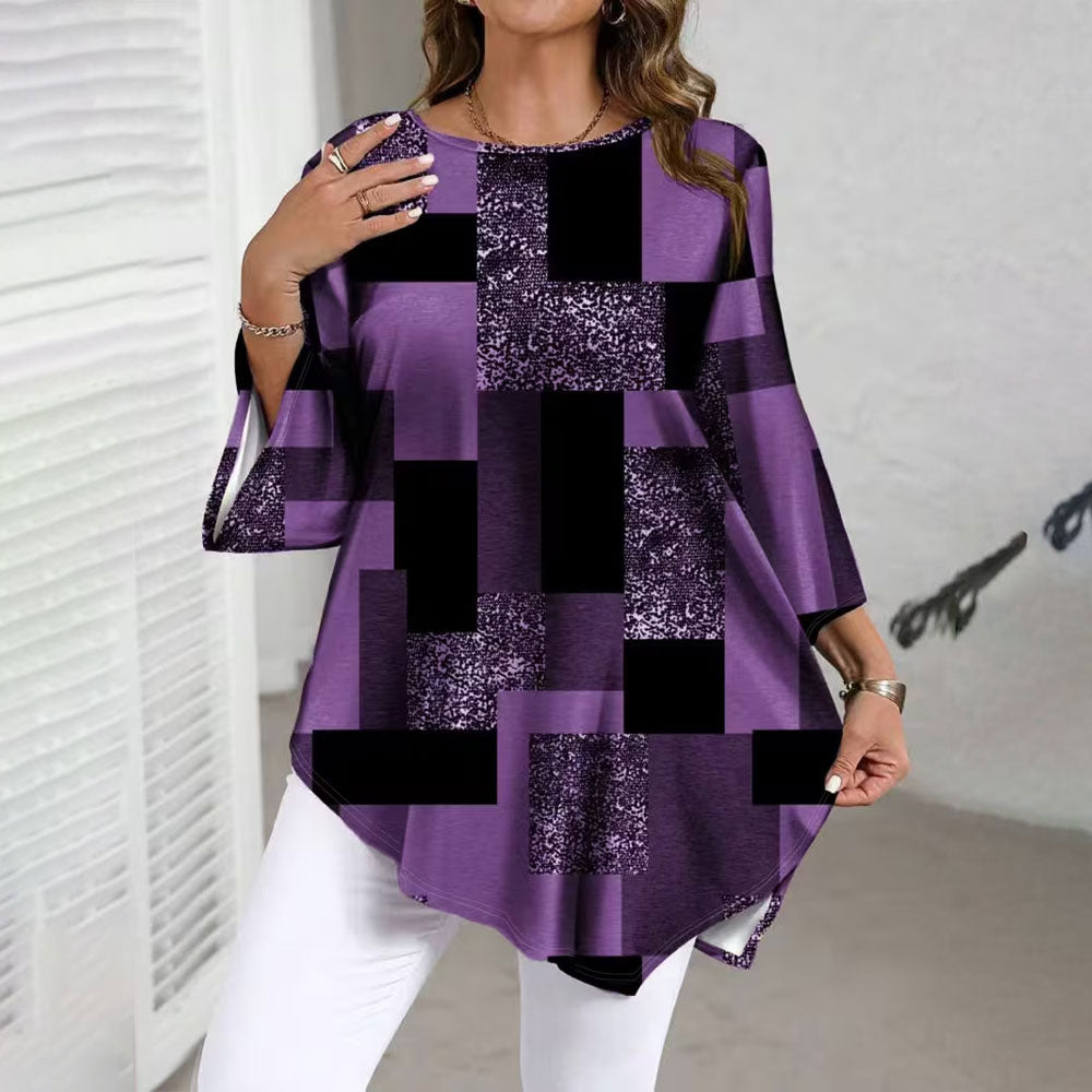 【XL-5XL】 Γυναικείο Casual Πουκάμισο Plus Size με Χαλαρή Εφαρμογή για Άνοιξη/Καλοκαίρι, Ακανόνιστο Στρίψιμο