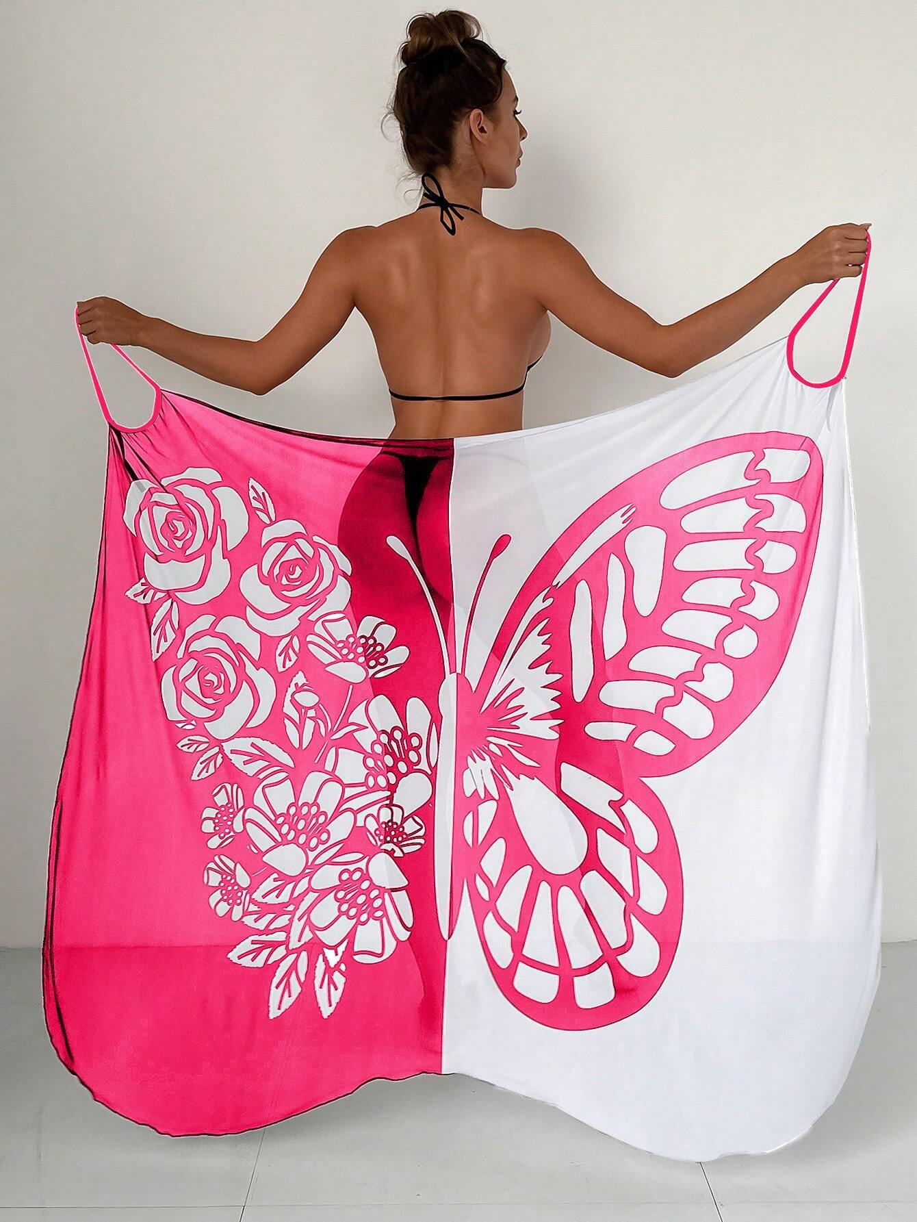 💥✨【Nowy produkt ze zniżką】🦋🦋Nowe damskie szyfonowe narzutki przeciwsłoneczne z nadrukiem motyli na plażę 2025