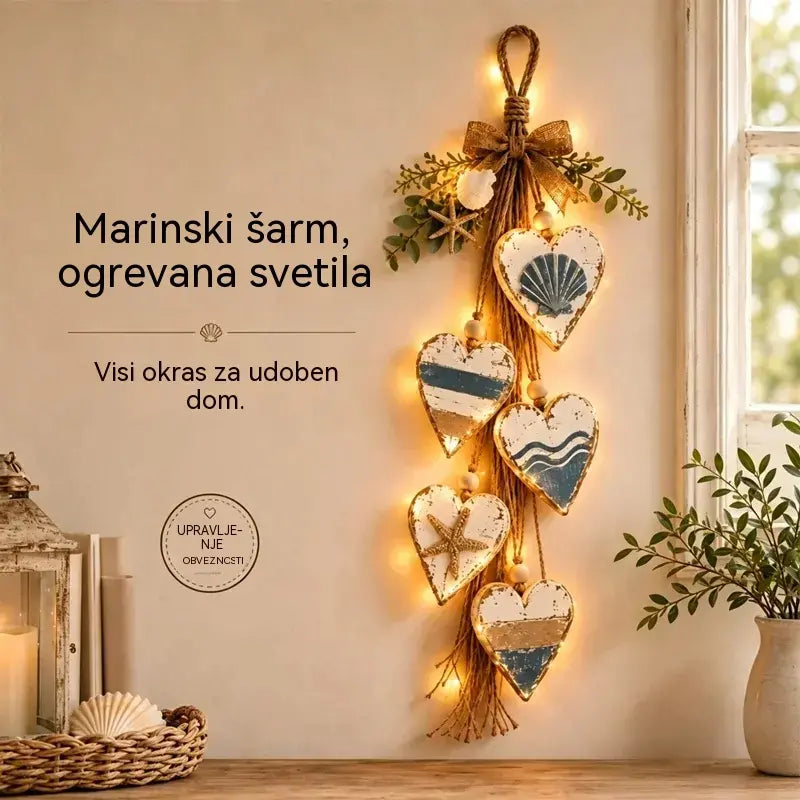 ❤️🔔Obesek z LED lučjo v obliki srca, rustikalna dekoracija za dom, notranja stenska dekoracija✨🏡