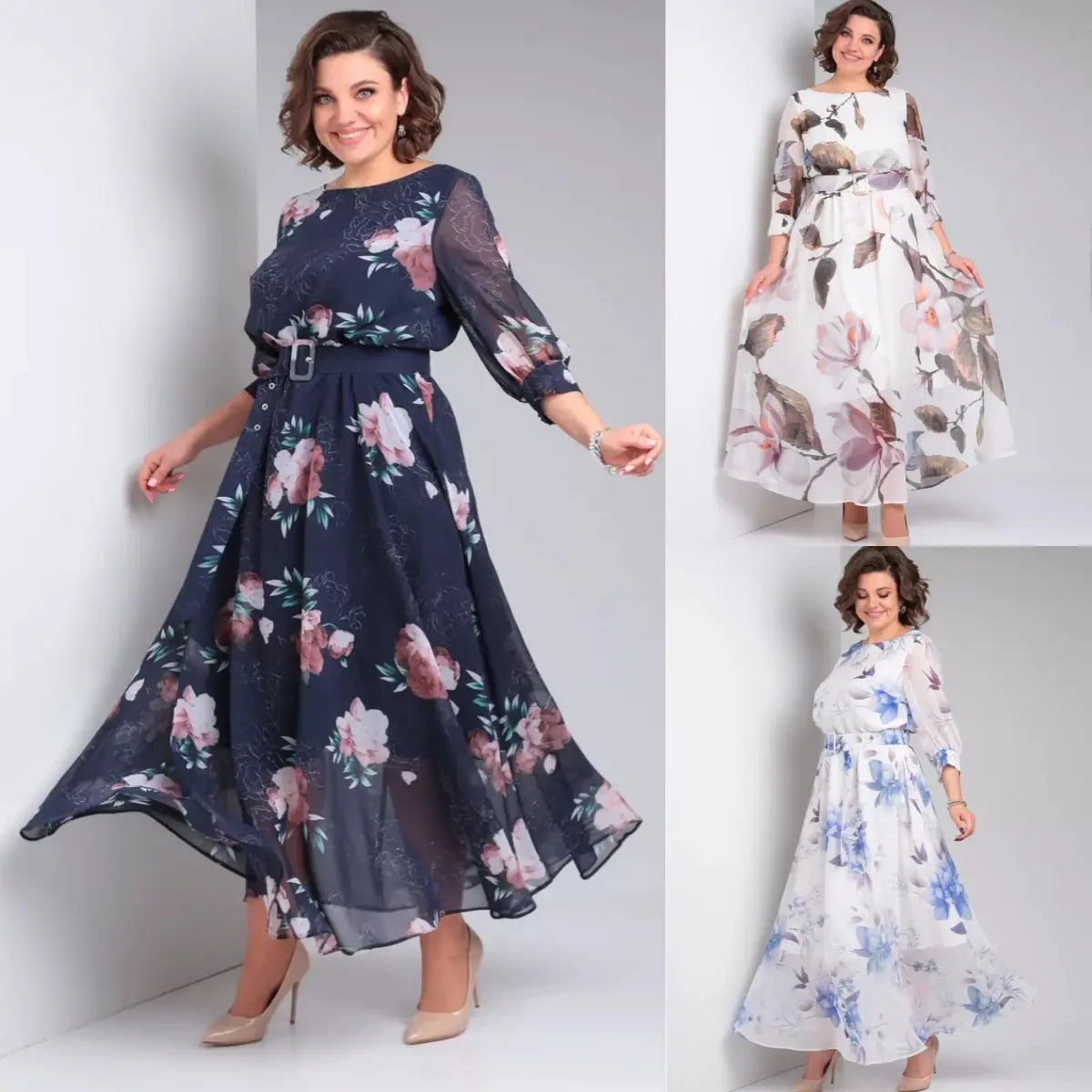 【Második termék féláron】👗 【S-5XL】2026 Új, divatos, hosszú, sifon mintás ruha
