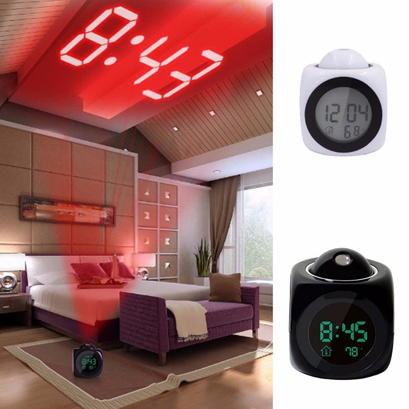 ⏰ Projektorowy zegar wielofunkcyjny — godzina, alarm, temperatura i pogoda na ścianie lub suficie