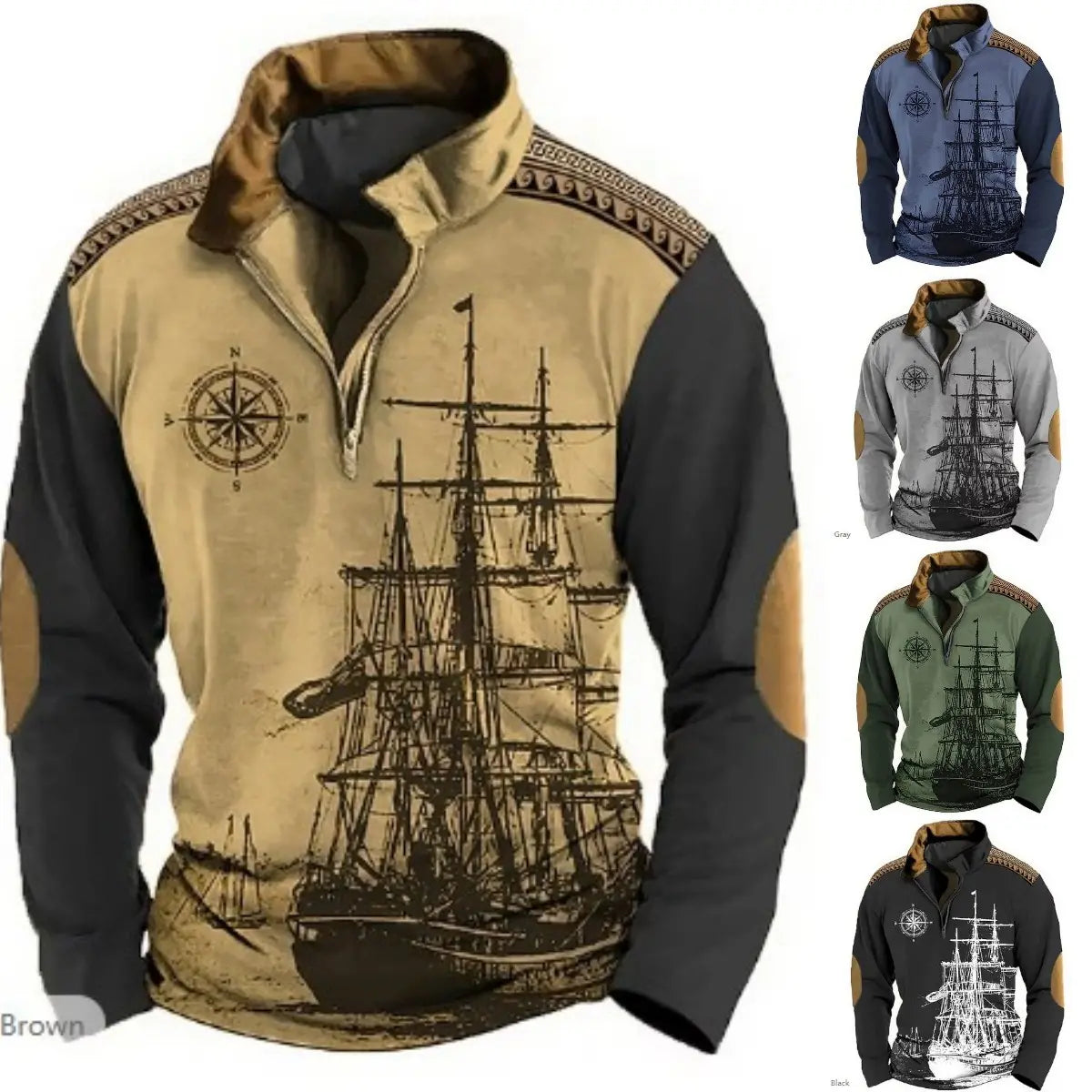 【XS-5XL】🔥Časovno omejena ponudba:🔥 Moška polo majica z visokim ovratnikom in jadralno tematiko - novost, mehka in udobna