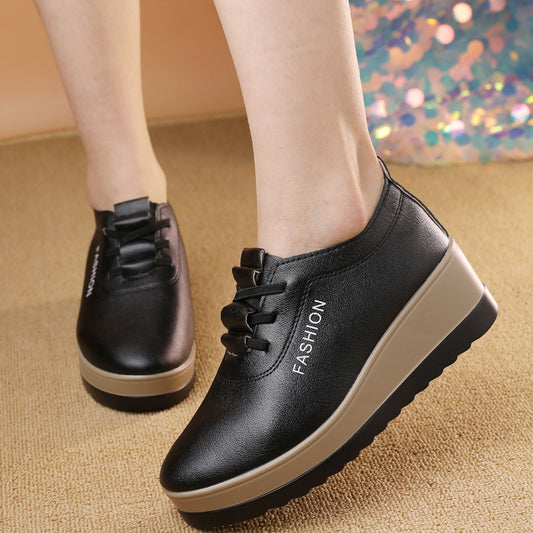 【35-42】Nowe jesienne modne damskie skórzane buty na grubej podeszwie